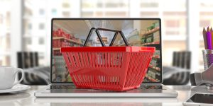 supermarket online shopping shopping basket on a l PQQHDQ4 1